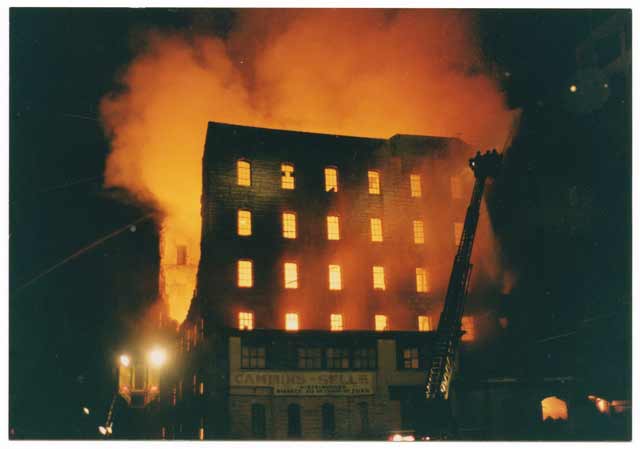 Washburn A Mill fire, February 1991. Source: MNHS Collections.