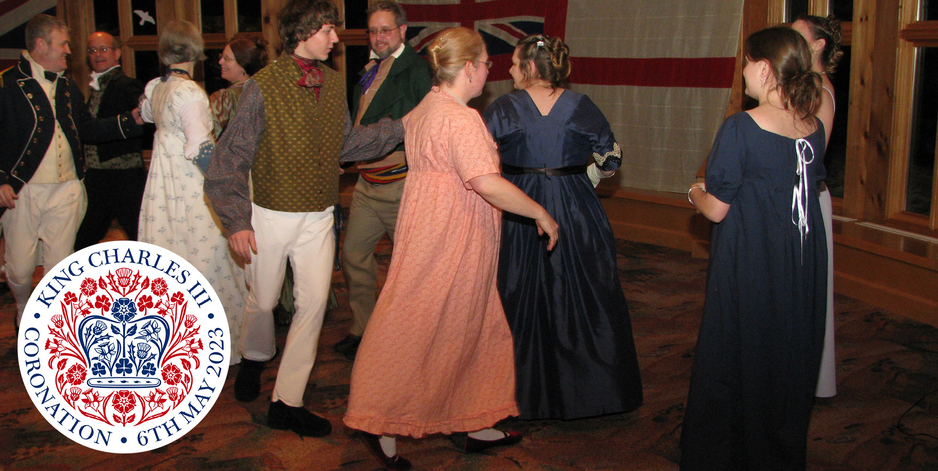Dancers in historical dress have a good time