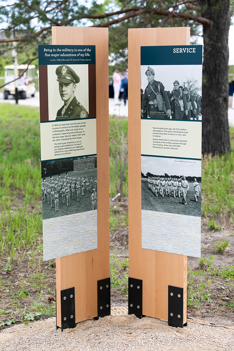 Interpretive signage about military service members during WWII