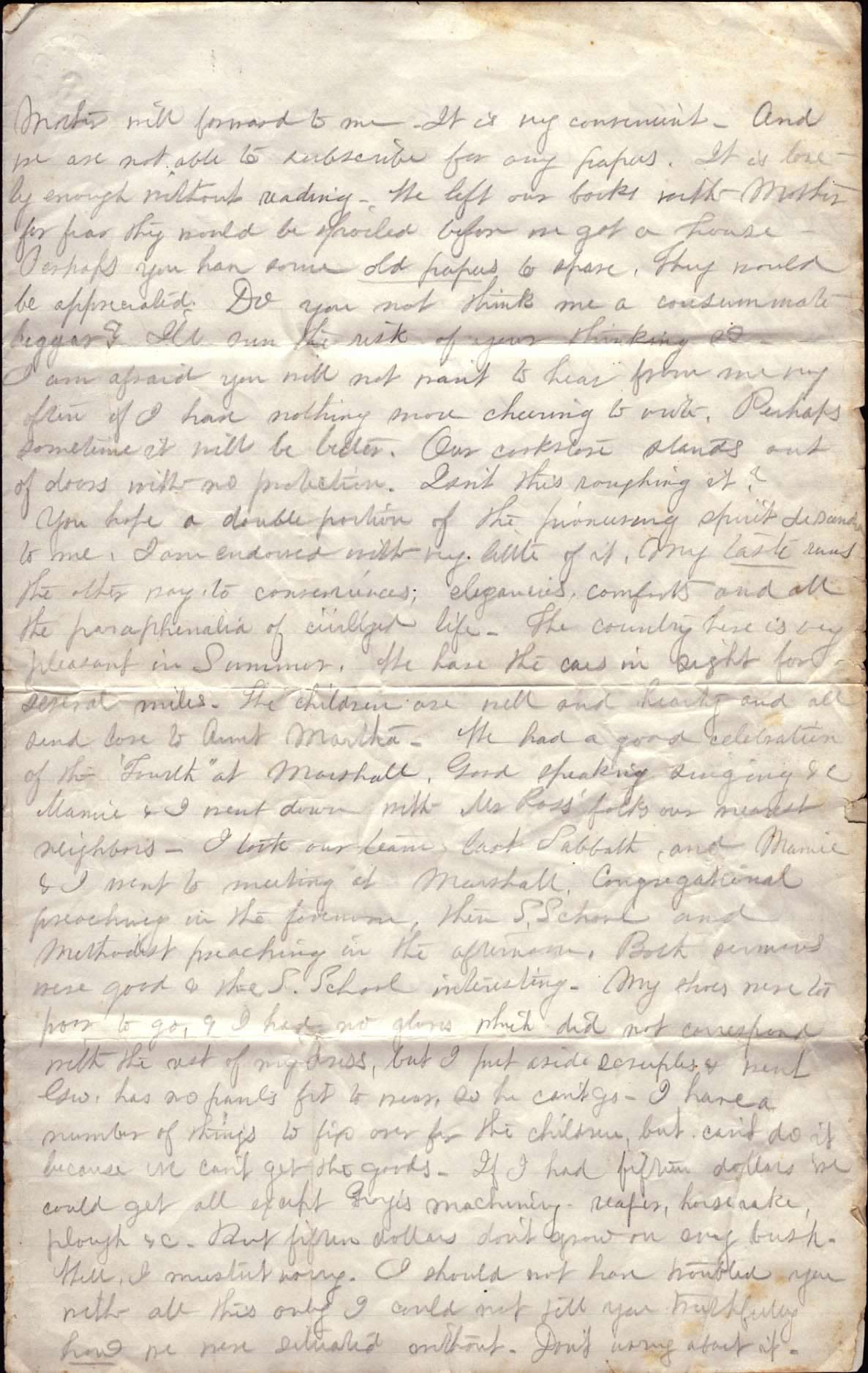 Letter from Mary Carpenter, July 10, 1873 | Minnesota Historical Society