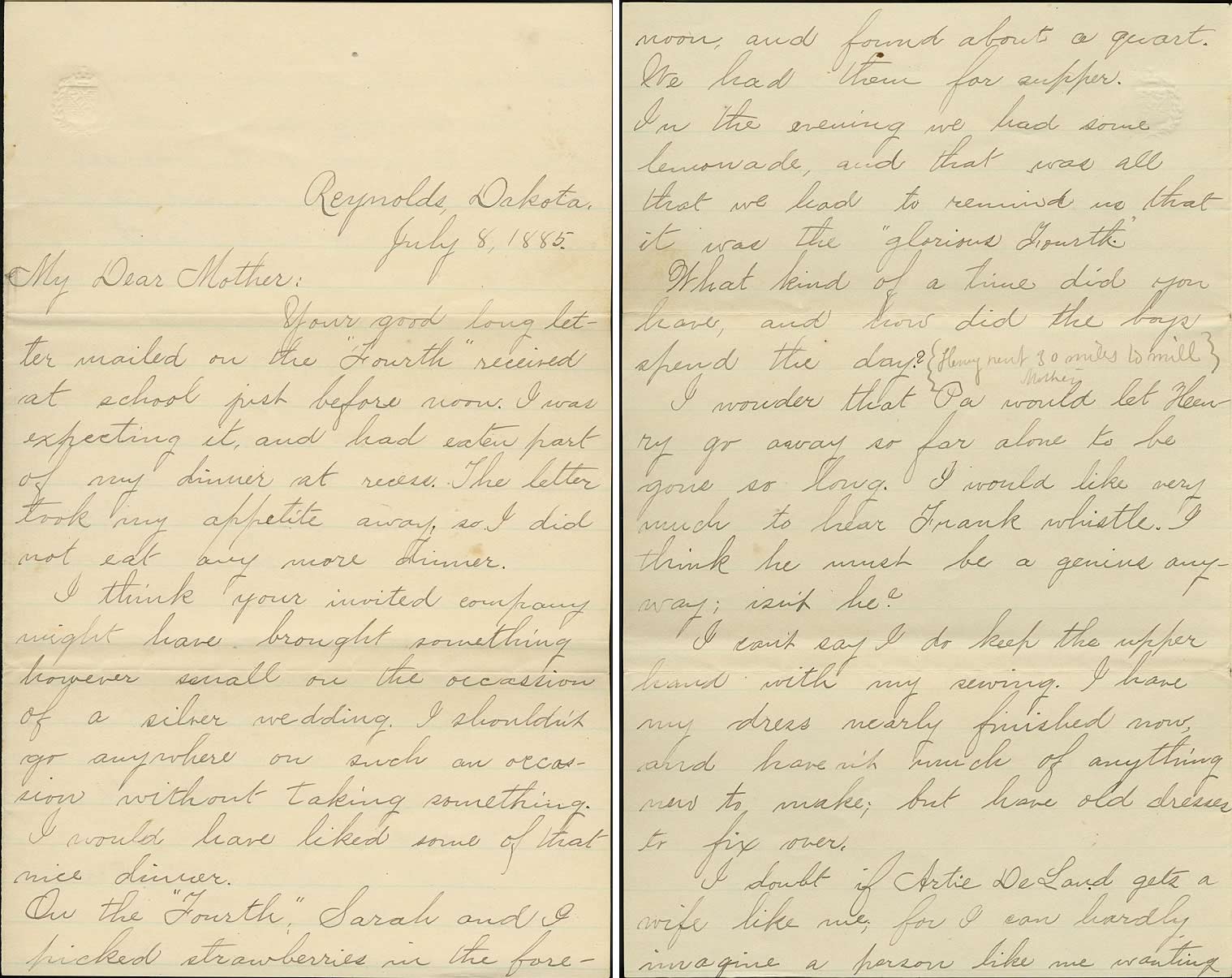Page from Mamie Carpenter's Letters