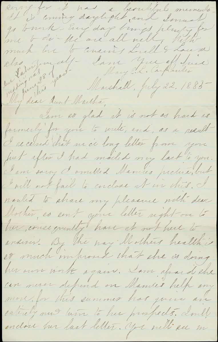 Page from Mary Carpenter's Letters