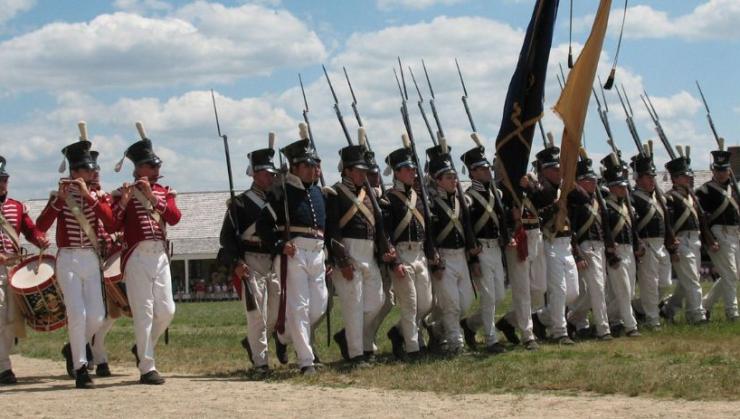 Reenactors in historic military dress