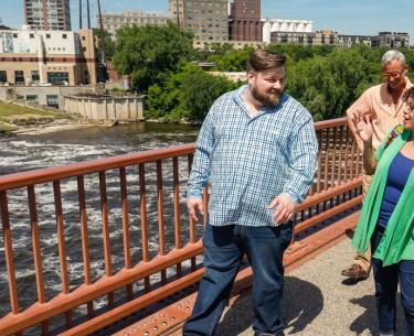 people on bridge.